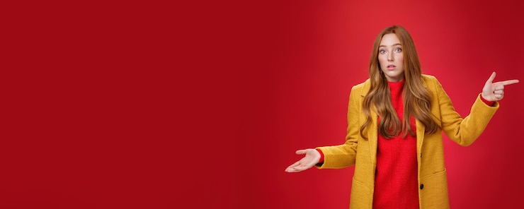 Free Photo woman missed client posing confused and unaware how happened shrugging making clueless gesture with