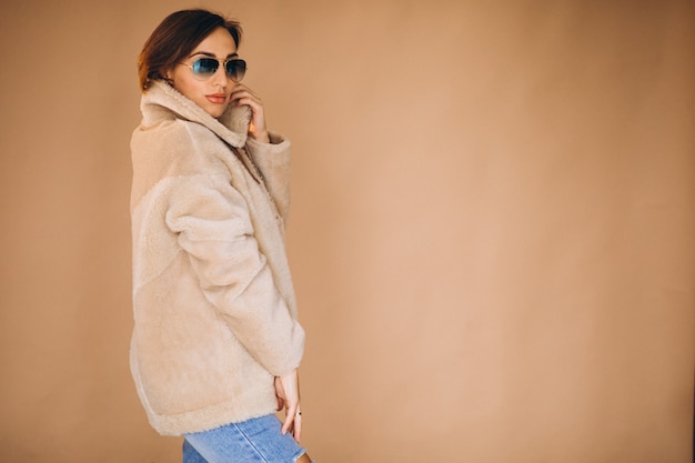 Woman model demonstrating winter cloths