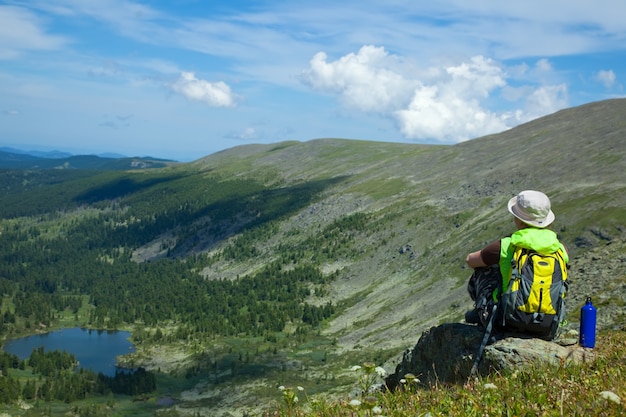 Woman on mountain peak