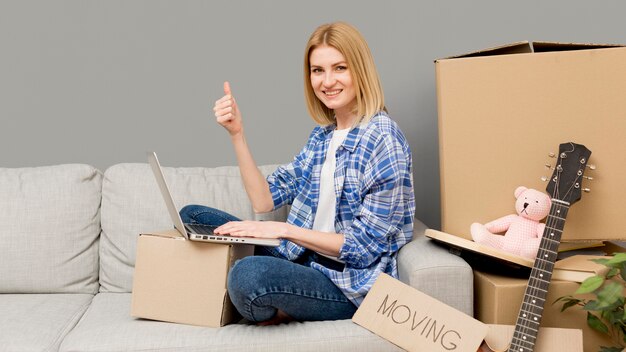 Woman moving to a new house