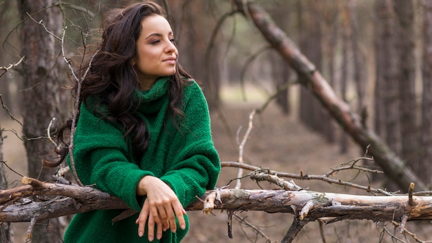 Woman in nature enjoying view