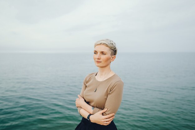 woman near ocean