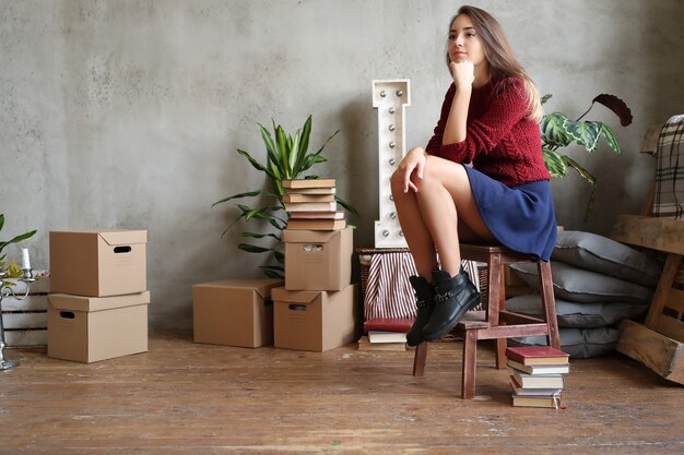 Woman at new home