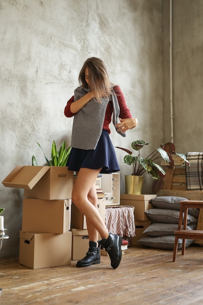 Woman at new home