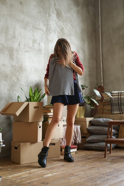 Woman at new home