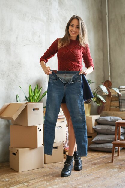 Woman at new home