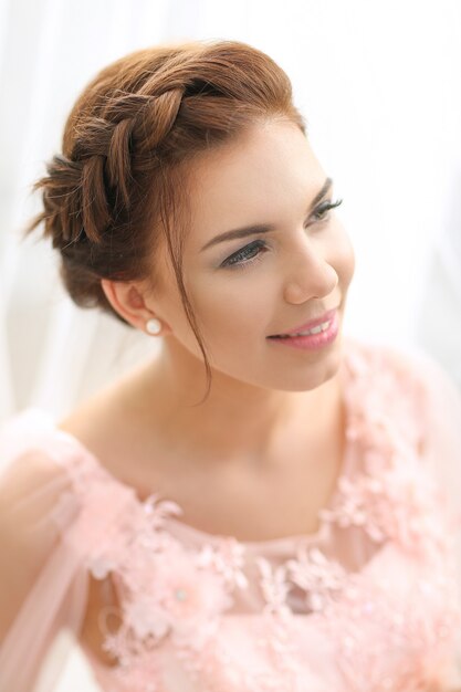 Woman in pink dress