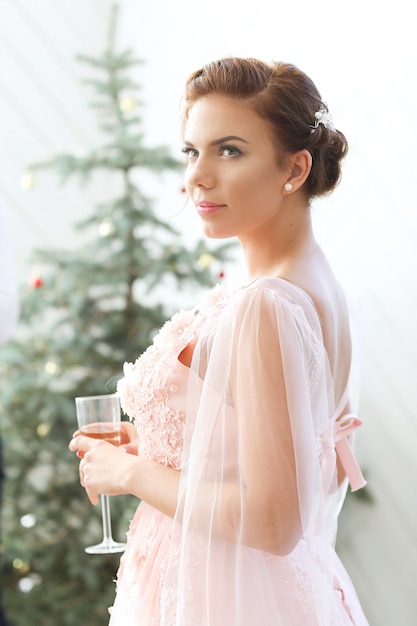 Woman in pink dress