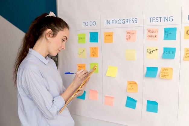 Woman planning scrum method