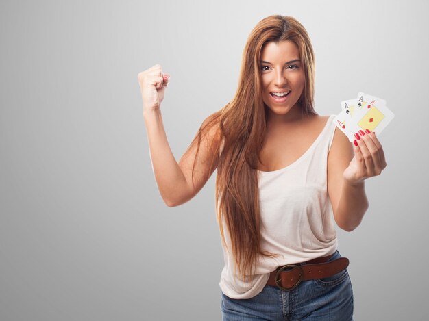 woman playing play rich white