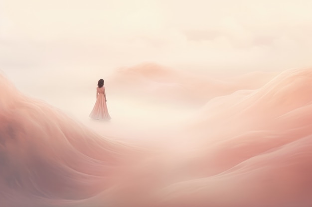 Free photo woman posing in ethereal environment