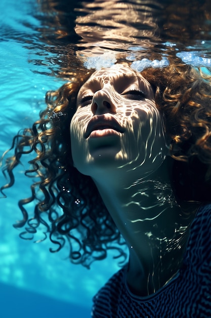 Free photo woman posing underwater