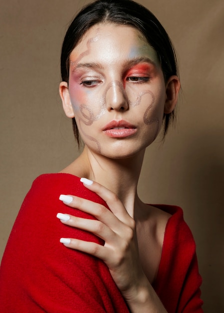 Woman posing with hand in side view