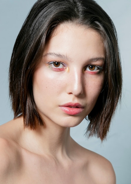 Woman posing with natural face