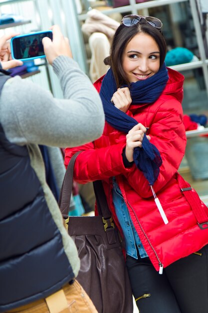 "Woman posing with scarf "