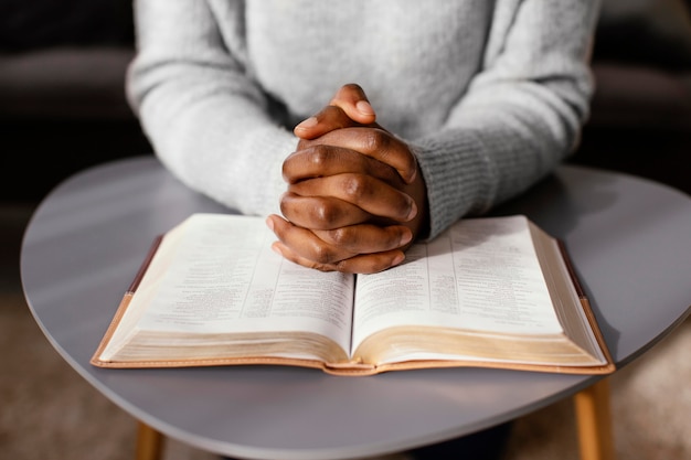 Woman praying for her loved ones