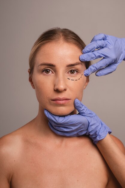 Woman preparing for cosmetic surgery