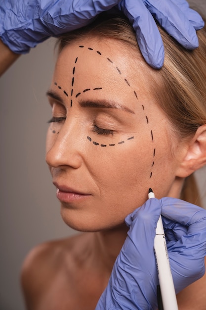 Woman preparing for cosmetic surgery