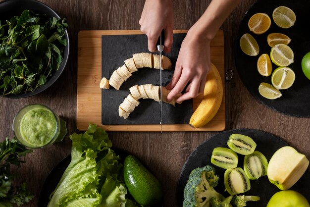 Woman preparing her juice recipe