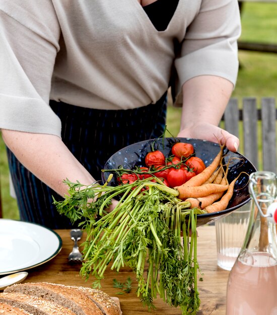 Woman Preparing Table Dinner Concept