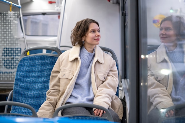 Woman in public transport