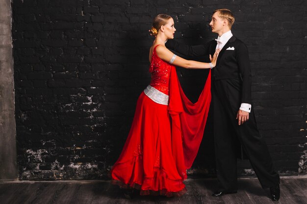 Woman pushing man during dance