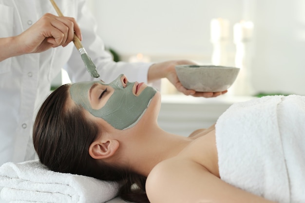 Woman receiving a beauty treatment for skin care