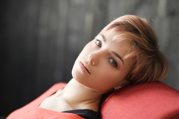 Free photo woman in red dress