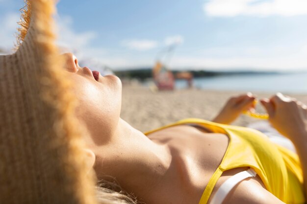 Woman relaxing at the beach