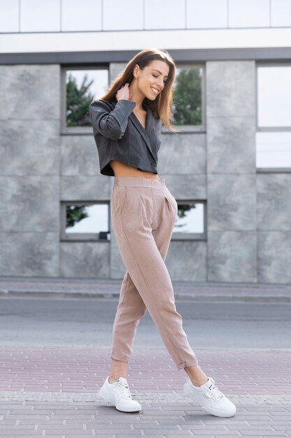 Woman relaxing in a clean urban space