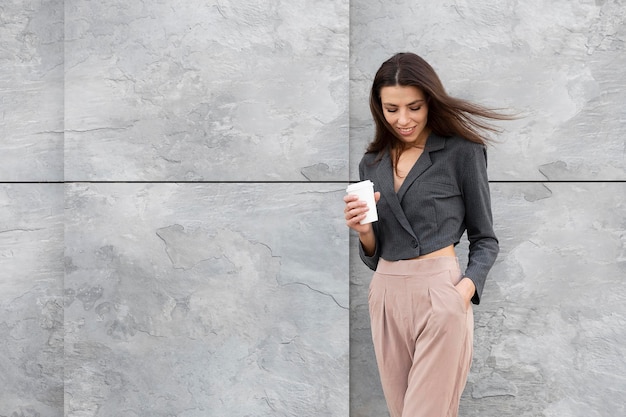 Woman relaxing in a clean urban space