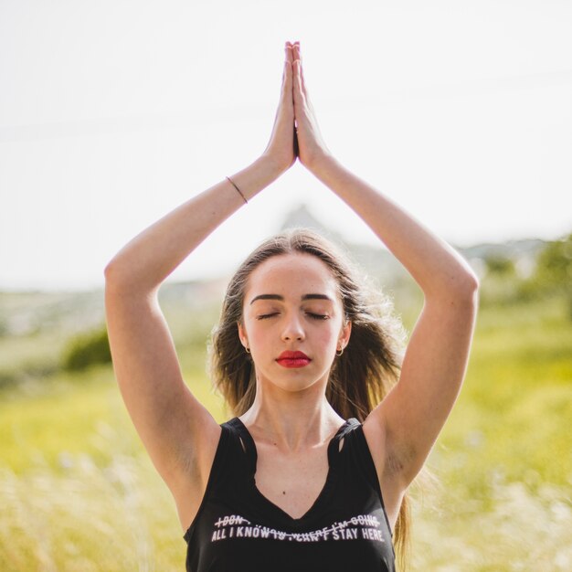 Woman relaxing and meditating