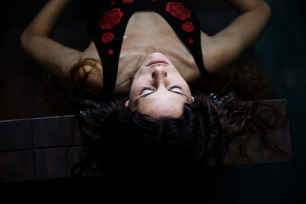 Woman relaxing in spa