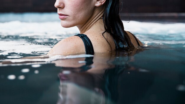 Woman relaxing in spa