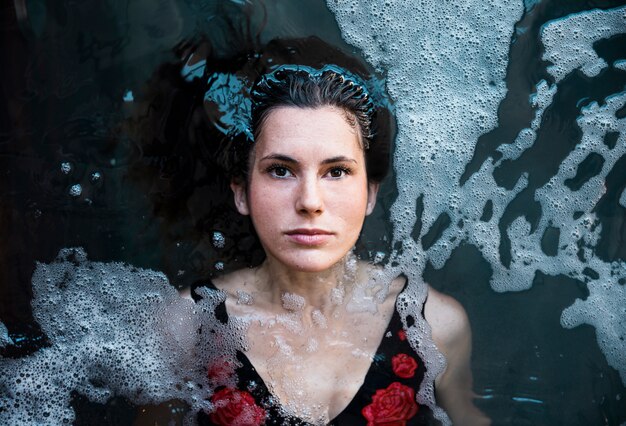 Woman relaxing in spa