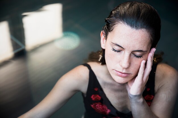 Woman relaxing in spa