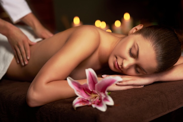 Woman relaxing in the spa