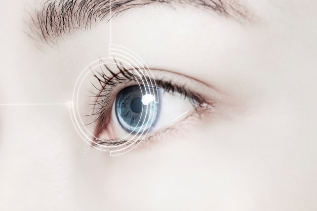 Woman’s eye with smart contact lens