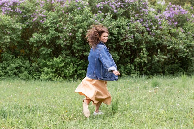 Woman running in nature