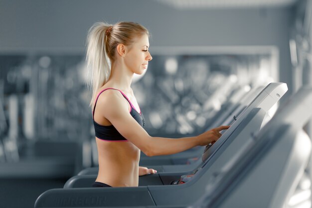 Woman running on a treadmill