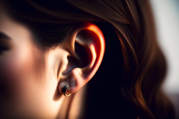 Free photo a woman's ear with a small diamond in the middle