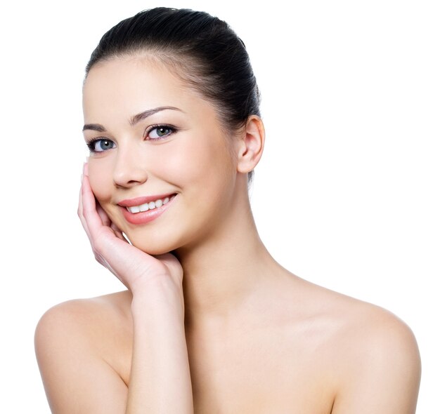 Woman's face with fresh clean skin