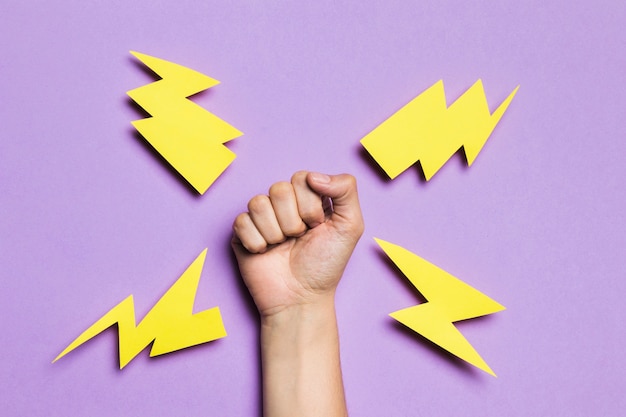 Woman's hand showing power thunders