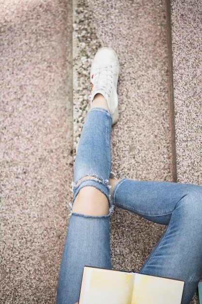 Woman's legs on steps