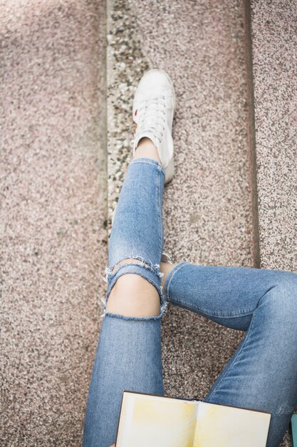 Woman's legs on steps