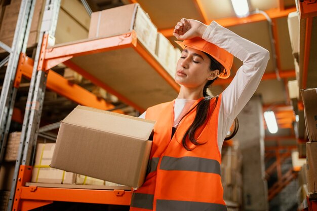 woman in safety equipment at work