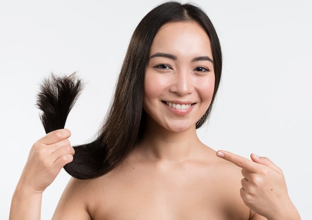 Woman satisfied of her hair