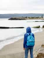 Free photo woman at sea shore