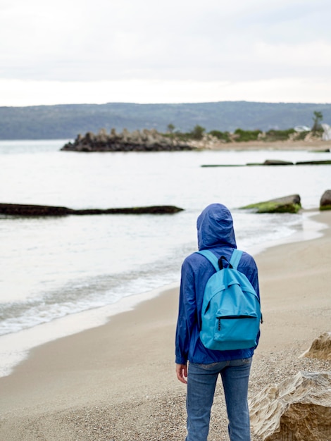 Woman at sea shore