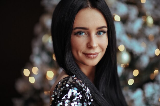 Woman in sequin dress